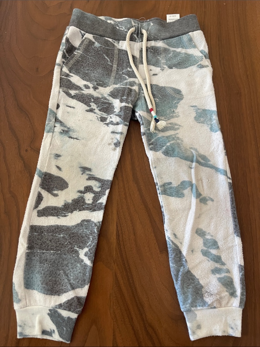 Sol Angeles Kids Gray & Light Blue Tie-Dye Jogger Pants- Flaws Noted in Images